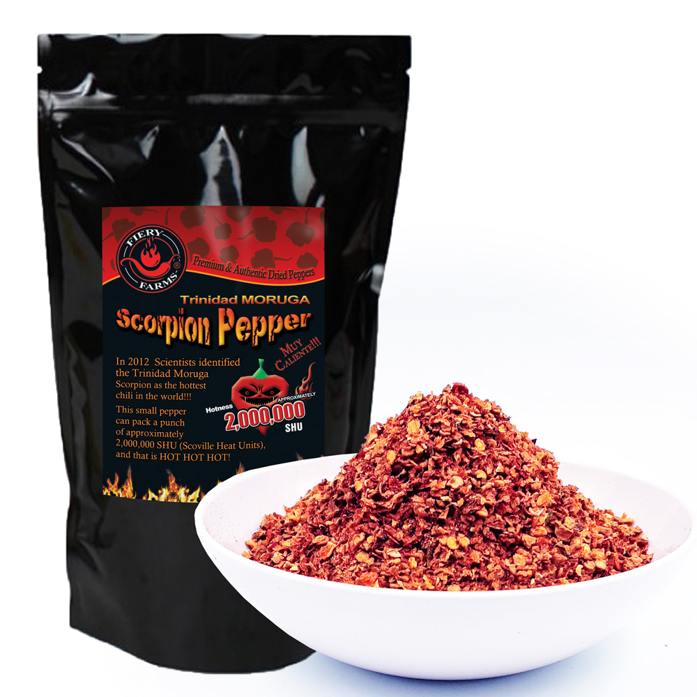 $ WT - Smoked Red Moruga Scorpion Chili Flakes |Crushed Smoked Moruga Scorpion Pepper Flakes (Sizes)