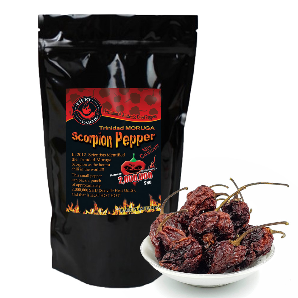 $ WT - Smoked Red Moruga Scorpion Dried Whole Pepper Pod | non-GMO Bulk (Sizes)